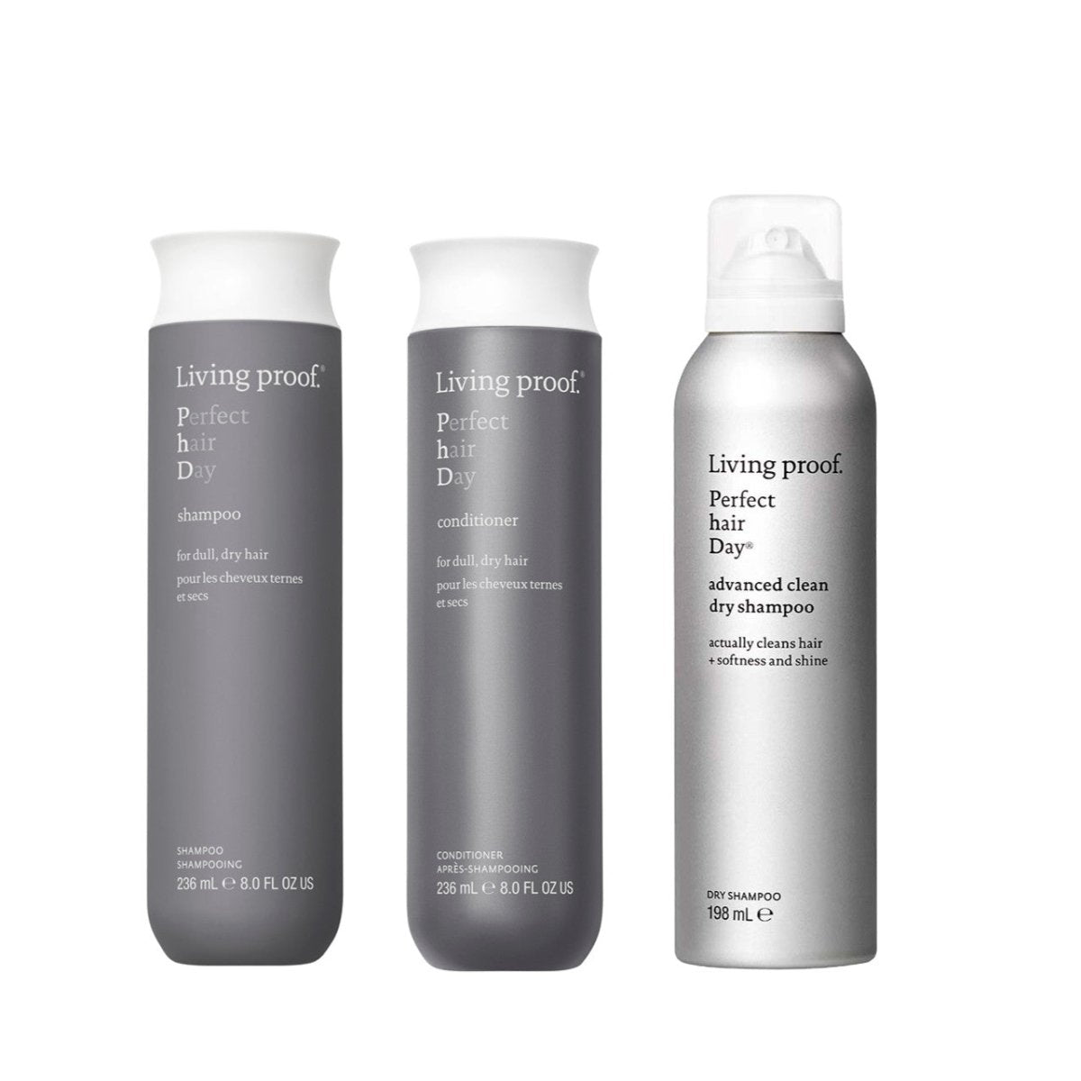 Living proof Perfect Hair Day (phd) shampoo+hoitoaine+Clean advanced kuivashampoo - Salonmarjoahola - Shop