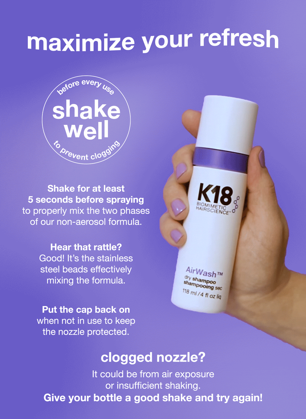 K18 AirWash Kuivashampoo 47ml - Travel