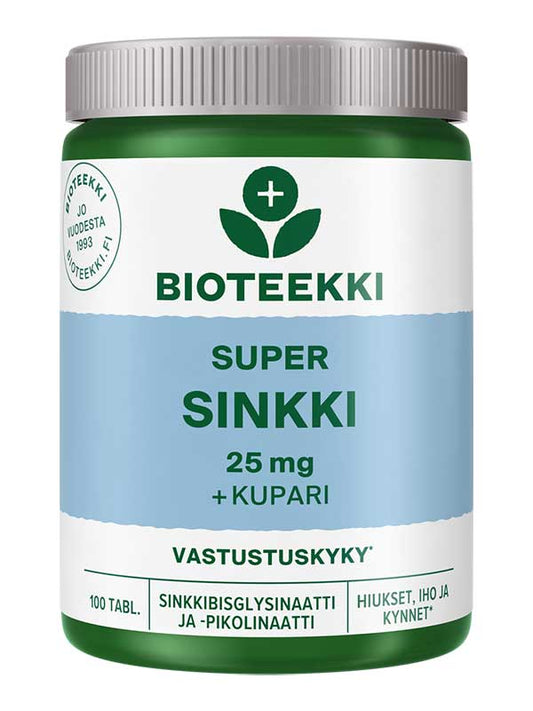 Bioteekki Super Sinkki 100 tabletti - Vastustuskyvylle - Salonmarjoahola - Shop