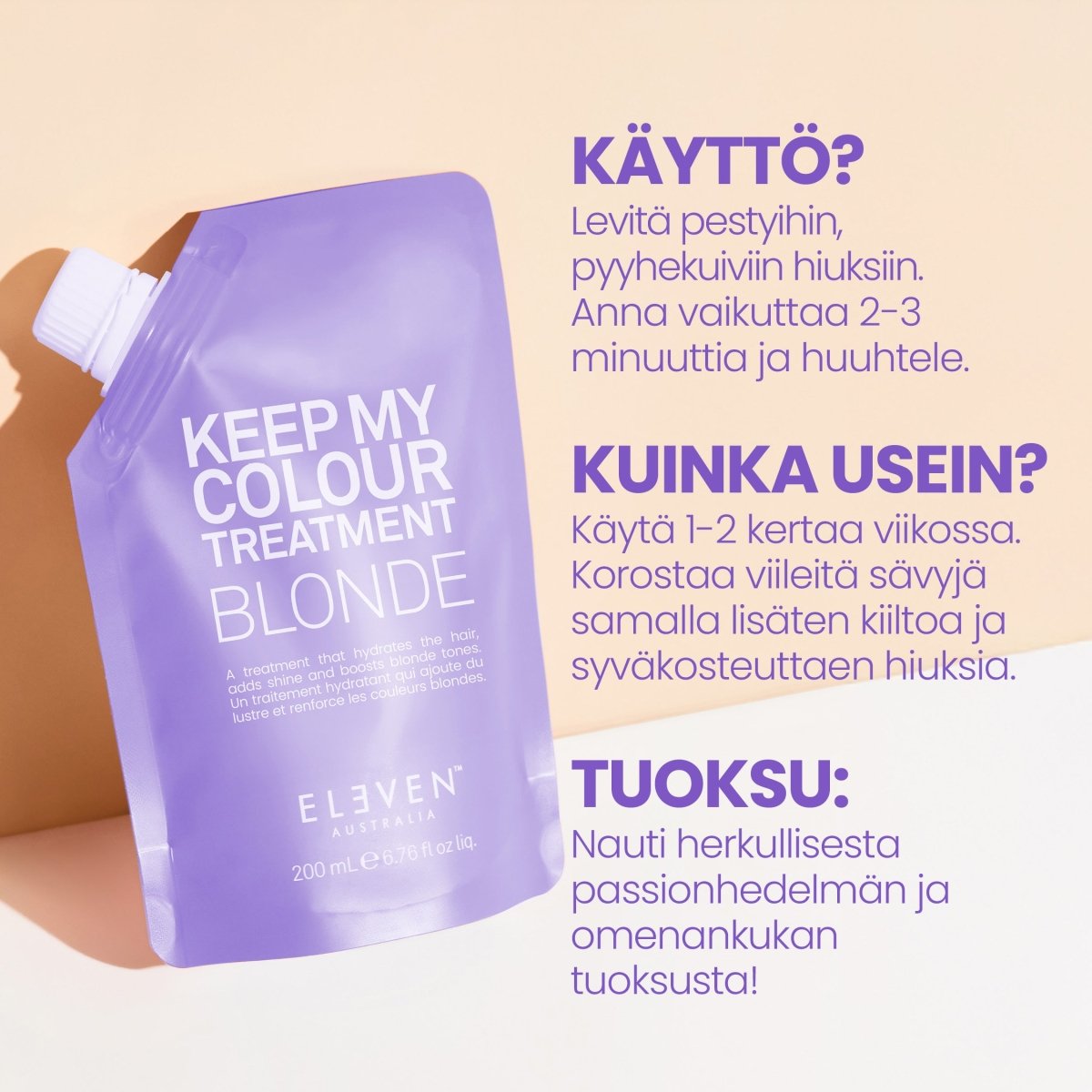 ELEVEN Keep My Colour Treatment Blonde 200ml Pussi - Salonmarjoahola - Shop