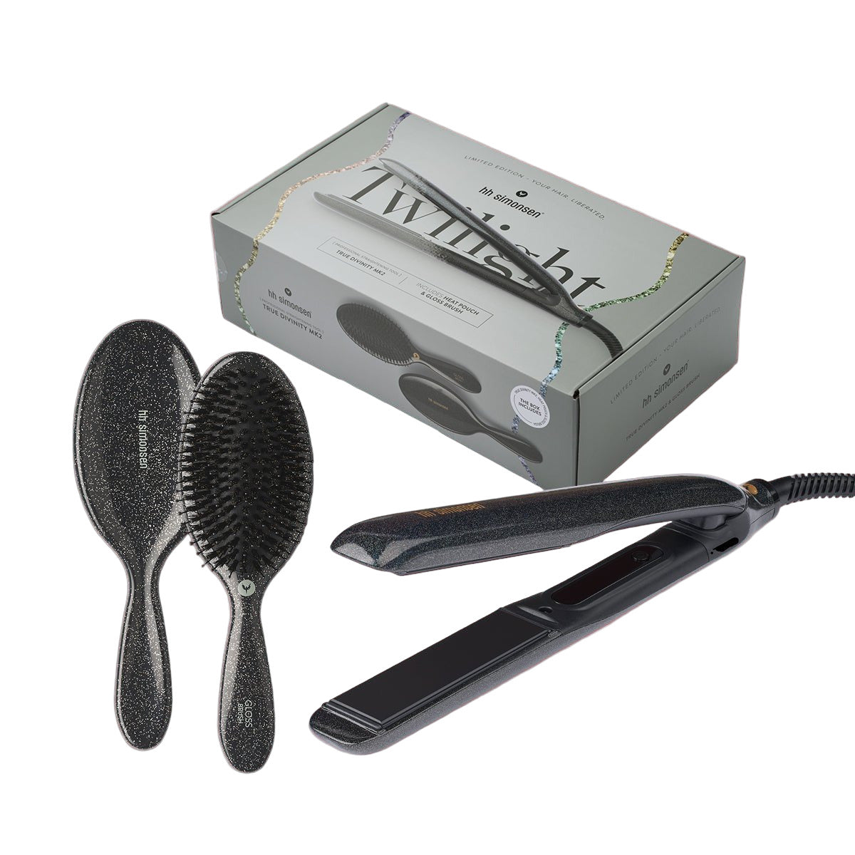 HH Simonsen Twilight - muotoilurauta + Gloss - hiusharja – Holiday 25 - Salonmarjoahola - Shop