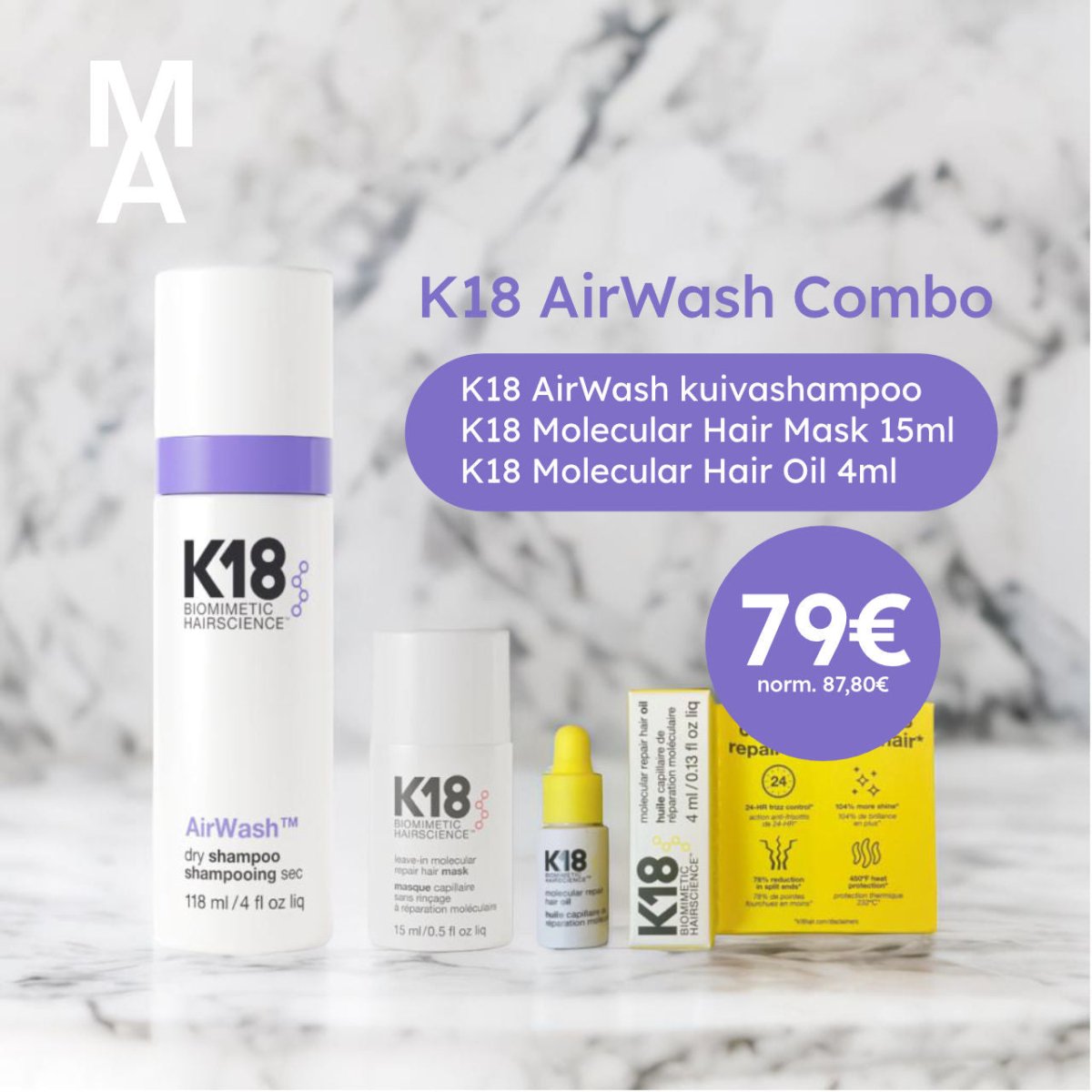 K18 AirWash Mask Oil Combo - Salonmarjoahola - Shop