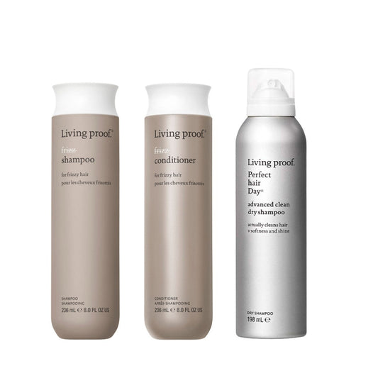 Living proof Frizz shampoo+hoitoaine+Clean advanced kuivashampoo - Salonmarjoahola - Shop