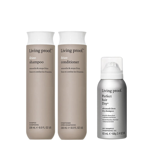 Living Proof No Frizz Shampoo ja Conditioner 236ml ja ADVANCED CLEAN DRY 90ml - Salonmarjoahola - Shop