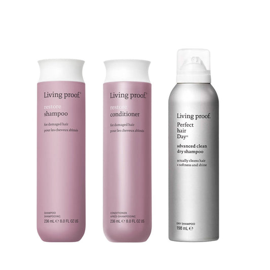Living proof Restore shampoo+hoitoaine+Clean advanced kuivashampoo - Salonmarjoahola - Shop
