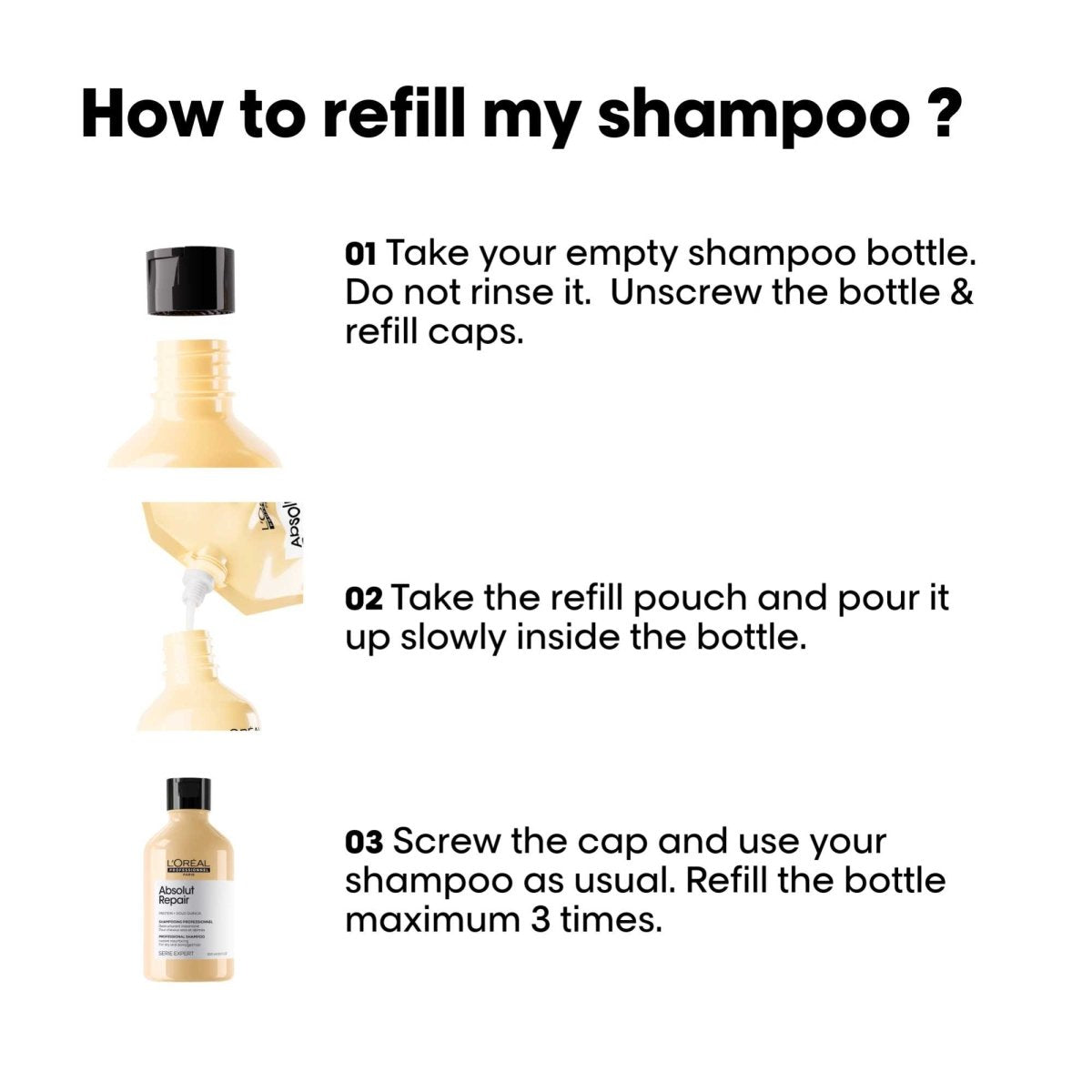 L'Oreal Absolut Repair Gold Shampoo Refill 500ml - Salonmarjoahola - Shop