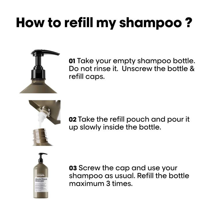 L'oreal Absolut Repair Molecular Shampoo Refill 1000ml - Salonmarjoahola - Shop