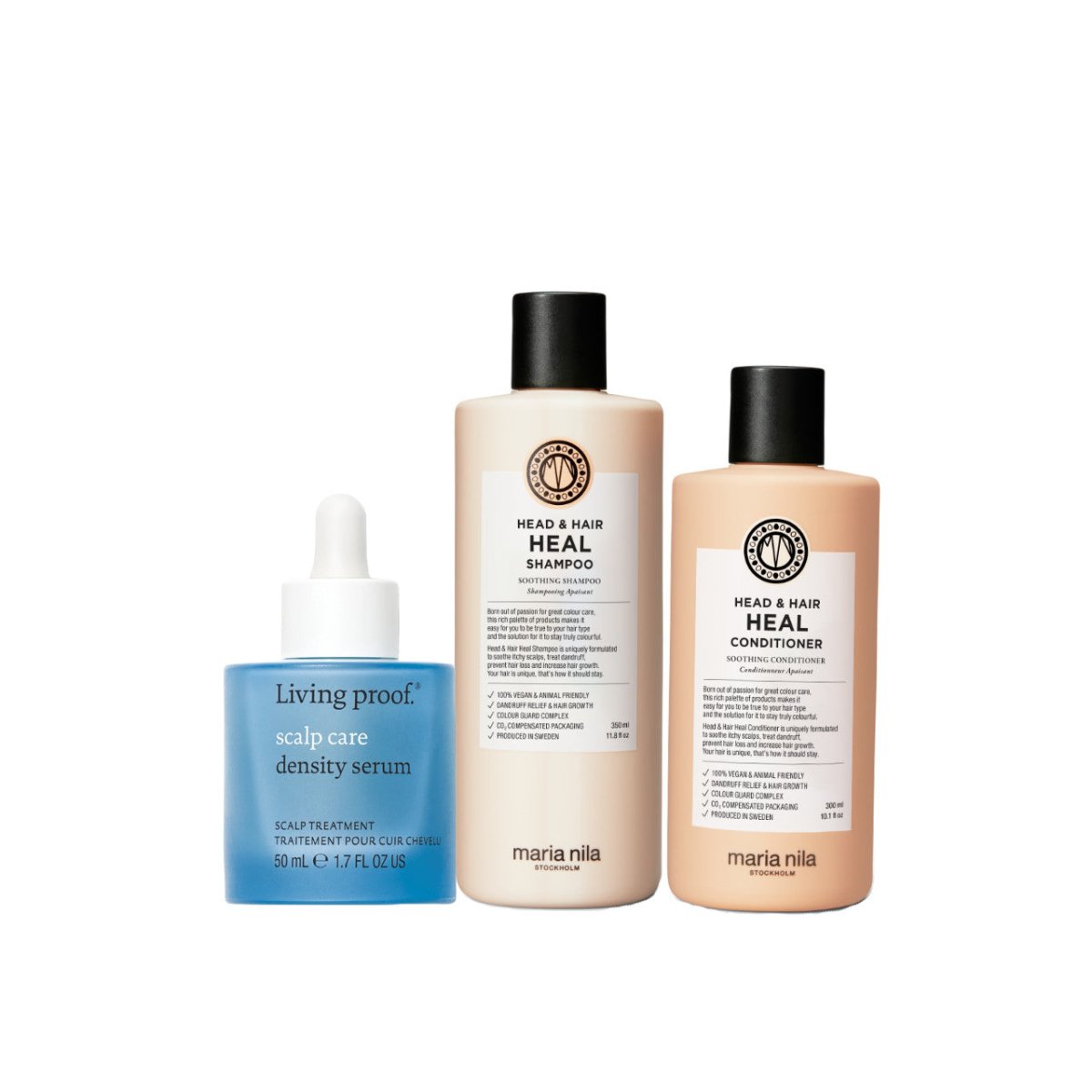 Maria Nila Heal ja Living Proof Serum - Täsmäapu hiuspohjan ongelmiin - Salonmarjoahola - Shop