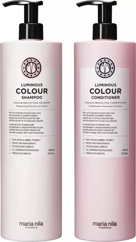 Maria Nila Luminous ColourBundle Shampoo 1000 ml & Conditioner 1000 ml - Salonmarjoahola - Shop