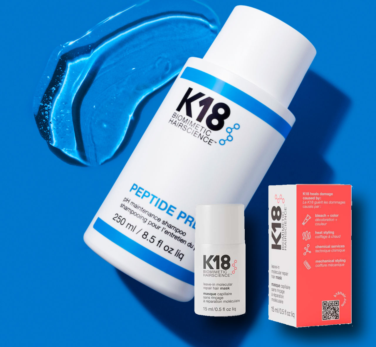 K18 PEPTIDE PREP pH maintenance shampoo ja 15ml maski